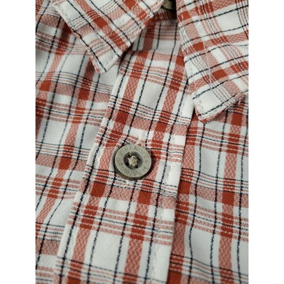 Wrangler Outdoor Mens Button Up Shirt Vented Utility Orange Plaid Size 2XT - Picture 12 of 13